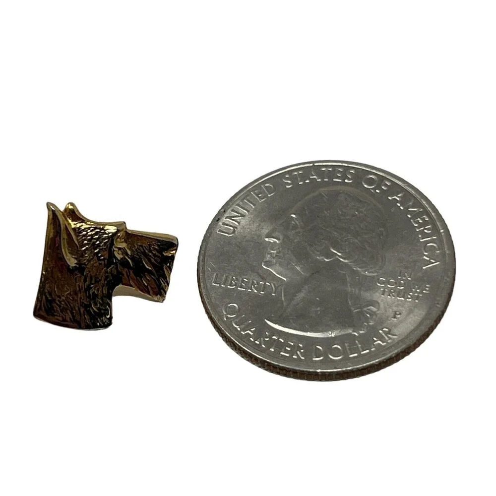 Vintage Schnauzer Tie Tack Gold‎ Tone Lapel Hat Dog Pin